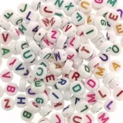 Surdido de 200 cuentas letras redondas alfabeto 7 mm Blanco - Multicolor