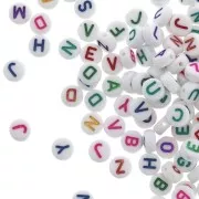 Surdido de 200 cuentas letras redondas alfabeto 7 mm Blanco - Multicolor