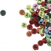 Surdido de 200 cuentas letras redondas alfabeto 7 mm Multicolor - Negro