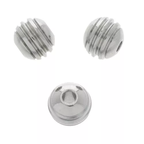 Cuentas redondas aplanadas con rayas de Acero inoxidable 3047x8 mm x4