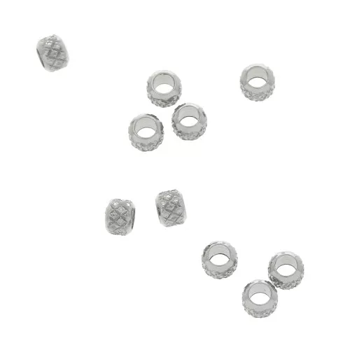 Cuentas grande agujero texturado de Acero inoxidable 304 2x3 mm x10
