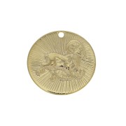Dije redondo a rayas - Signo del Zodiaco Aries 15 mm - Dorado al oro fino x1