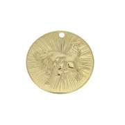 Dije redondo a rayas - Signo del Zodiaco Tauro 15 mm - Dorado al oro fino x1