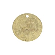 Dije redondo a rayas - Signo del Zodiaco Sagitario 15 mm - Dorado al oro fino x1