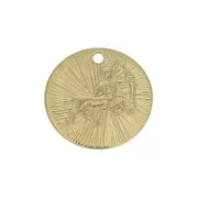 Dije redondo a rayas - Signo del Zodiaco Sagitario 15 mm - Dorado al oro fino x1