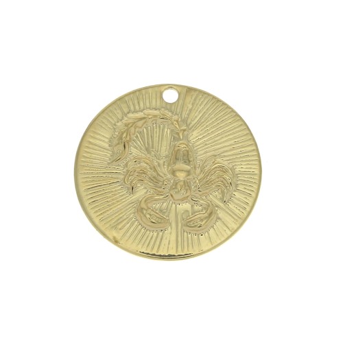 Dije redondo a rayas - Signo del Zodiaco Escorpión 15 mm - Dorado al oro fino x1