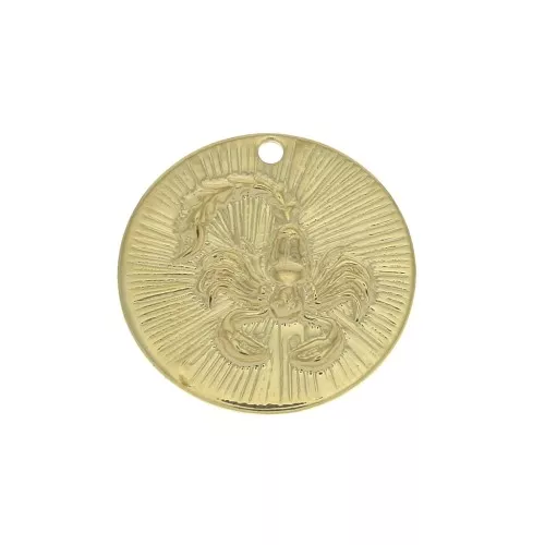 Dije redondo a rayas - Signo del Zodiaco Escorpión 15 mm - Dorado al oro fino x1