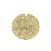 Dije redondo a rayas - Signo del Zodiaco León 15 mm - Dorado al oro fino x1|raw }}