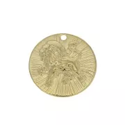Dije redondo a rayas - Signo del Zodiaco León 15 mm - Dorado al oro fino x1