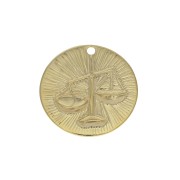 Dije redondoe a rayas - Signo del Zodiaco Libra 15 mm - Dorado al oro fino x1