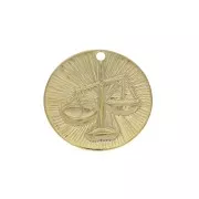 Dije redondoe a rayas - Signo del Zodiaco Libra 15 mm - Dorado al oro fino x1