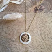 Dije redondoe a rayas - Signo del Zodiaco Libra 15 mm - Dorado al oro fino x1