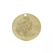 Dije redondoe a rayas - Signo del Zodiaco Acuario 15 mm - Dorado al oro fino x1