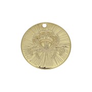 Dije redondoe a rayas - Signo del Zodiaco Cáncer 15 mm - Dorado al oro fino x1