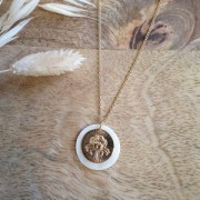 Dije redondoe a rayas - Signo del Zodiaco Cáncer 15 mm - Dorado al oro fino x1