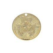 Dije redondo a rayas - Signo del Zodiaco Géminis 15 mm - Dorado al oro fino x1