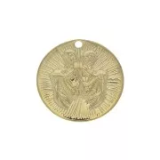 Dije redondo a rayas - Signo del Zodiaco Géminis 15 mm - Dorado al oro fino x1