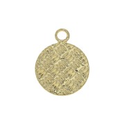 Dije redondo texturado 13x10 mm - Dorado al oro fino x1|raw }}