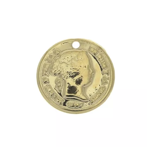 Dije Moneda 13 mm - Dorado al oro fino x1