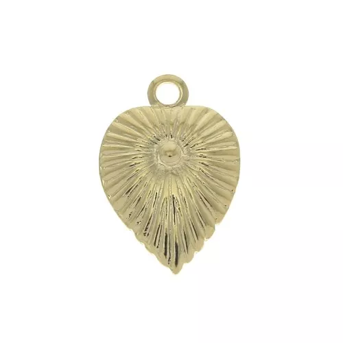 Dije hoja trabajado 11.5x8 mm - Dorado al oro fino x1