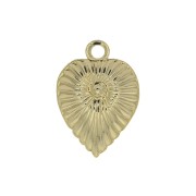 Dije hoja trabajado 11.5x8 mm - Dorado al oro fino x1