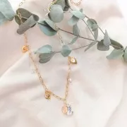 Dije hoja trabajado 11.5x8 mm - Dorado al oro fino x1