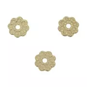 Cuentas arandalas forma de flor 4.5 mm - Dorado al oro fino x4