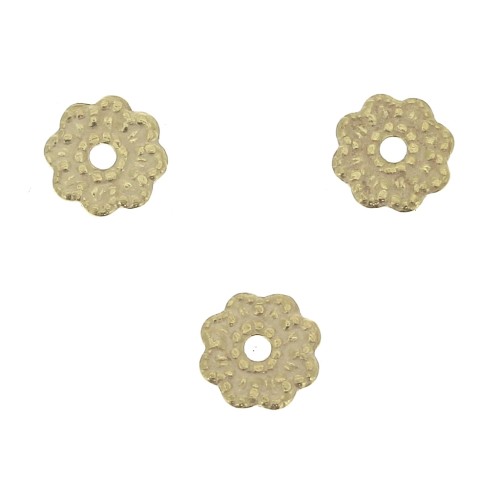 Cuentas arandalas forma de flor 4.5 mm - Dorado al oro fino x4