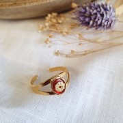 Cuentas arandalas forma de flor 4.5 mm - Dorado al oro fino x4