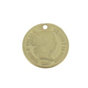 Dije de moneda de 13 mm - Dorado con oro fino satinado x1|raw }}