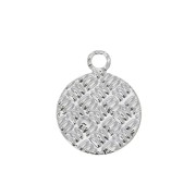 Dije redondo texturado 13x10 mm - chapado en plata fina x1|raw }}