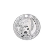 Dije Moneda 13 mm - chapado en plata fina x1