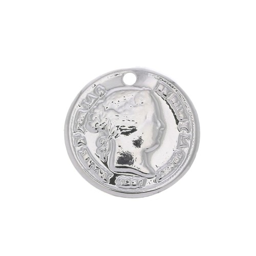 Dije Moneda 13 mm - chapado en plata fina x1