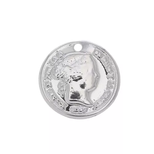 Dije Moneda 13 mm - chapado en plata fina x1