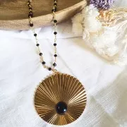 Colgante pendientes de Aro arrugado 48x45mm cabuchón 10mm - Dorado al oro fino x1