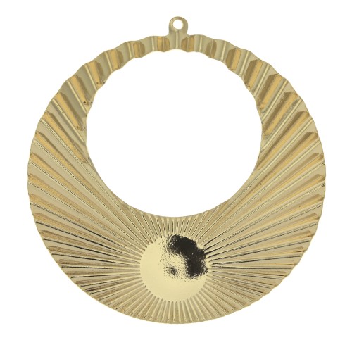 Colgante pendientes de Aro arrugado 48x45mm cabuchón 10mm - Dorado al oro fino x1