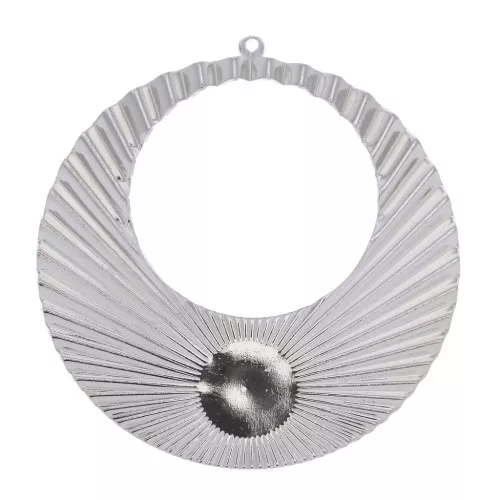 Colgante pendientes de Aro efecto arrugado 48x45 mm cabuchón 10 mm - chapado en plata fina x1