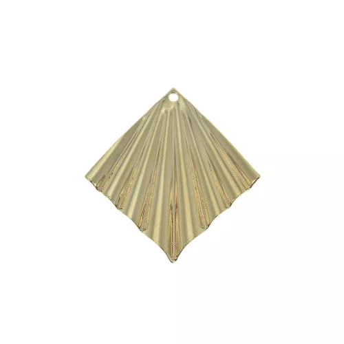 Colgante rombo efecto arrugado 28x27 mm - Dorado al oro fino x1