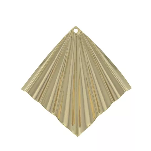 Colgante rombo efecto arrugado 42x39 mm - Dorado al oro fino x1