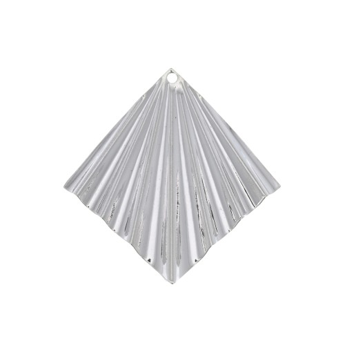 Colgante rombo efecto arrugado 35x33 mm - chapado en plata fina x1