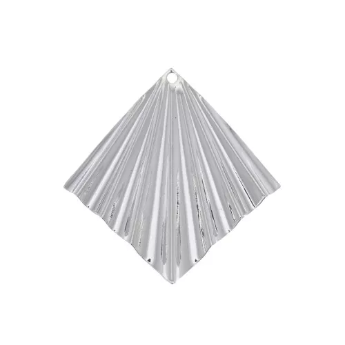 Colgante rombo efecto arrugado 35x33 mm - chapado en plata fina x1