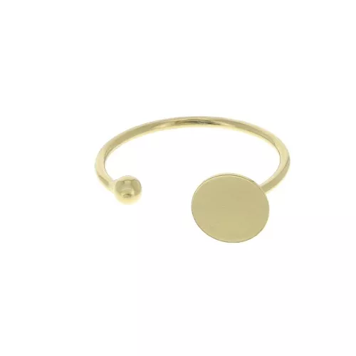 Anillo ajustable con base pour cabuchón fondo plano 8 mm - Dorado al oro fino x1