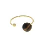 Anillo ajustable con base pour cabuchón fondo plano 8 mm - Dorado al oro fino x1
