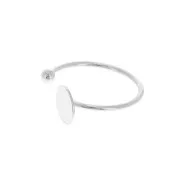 Anillo ajustable con base pour cabuchón fondo plano 8 mm - chapado en plata finax1