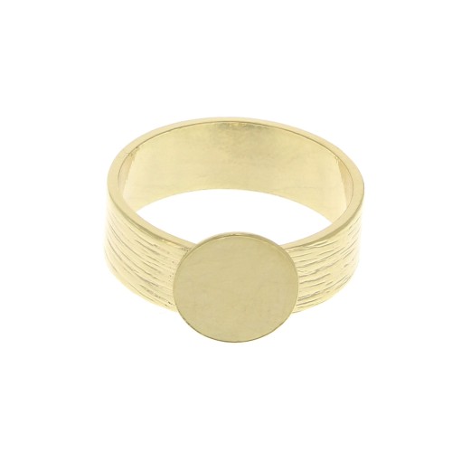 Anillo a rayas ajustable con base para cabuchón 10 mm - Dorado al oro fino x1