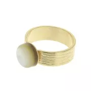 Anillo a rayas ajustable con base para cabuchón 10 mm - Dorado al oro fino x1
