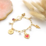 Cierre de aro y barrita 15 mm Dorado con oro fino x1