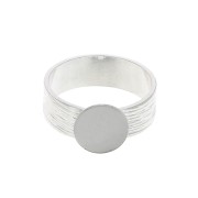 Anillo a rayas ajustable con base para cabuchón 10 mm - chapado en plata finax1