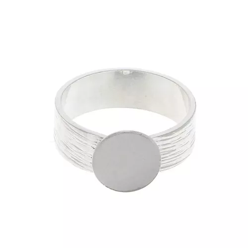 Anillo a rayas ajustable con base para cabuchón 10 mm - chapado en plata finax1