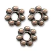 Cuentas rondelle flor 6 mm - Cobre envejecido x10